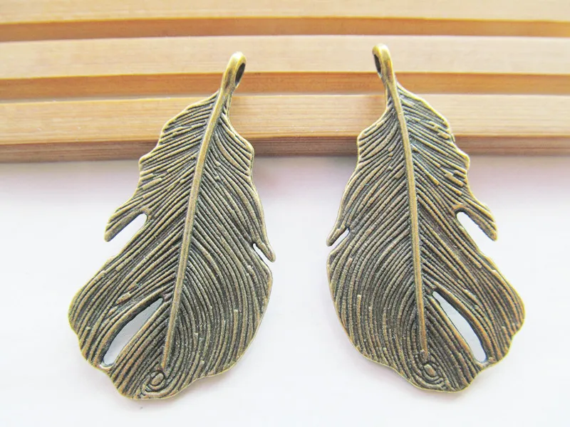 20pcs 24.56mmx46.88mm Antique Silver tone/Antique Bronze Filigree Feather Pendant Charm/Finding,DIY Accessory Jewelry Making