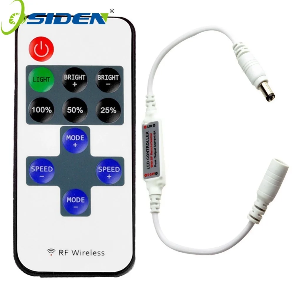 mini rf sem fio led controlador remoto led dimmer controlador para unica faixa de luz de cor smd5050 3528 por dhl com bateria 50ps 01