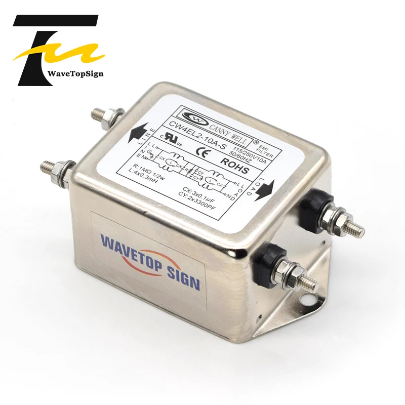 CANNY WELL Power Filter CW4EL2-10A-S CW4EL2-20A-S CW4EL2-30A-S Double Pole Filter Connector Single Phase 220VAC