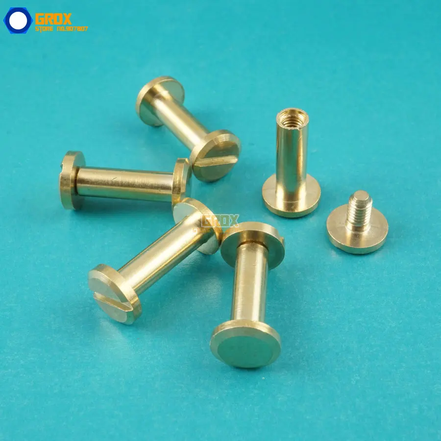 

50 Set 8*13mm Solid Brass Rivet Chicago Screw for Leather Craft Belt Wallet / Flat