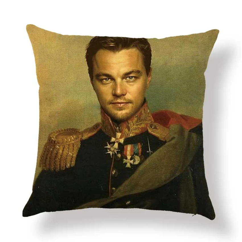 Robert Downey-Oil Painting Style Pillow Case, Sofa Cushion Cover, General Costume Portrait Art, Leonardo DiCaprio