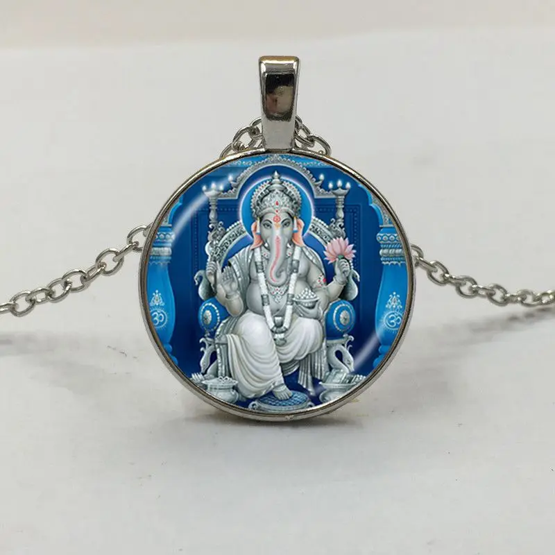 1Pcs Lord Ganesh Ganesha Necklace God of Fortune Pendant Hindu Elephant Necklace Buddha Meditation Spiritual Jewelry Necklace