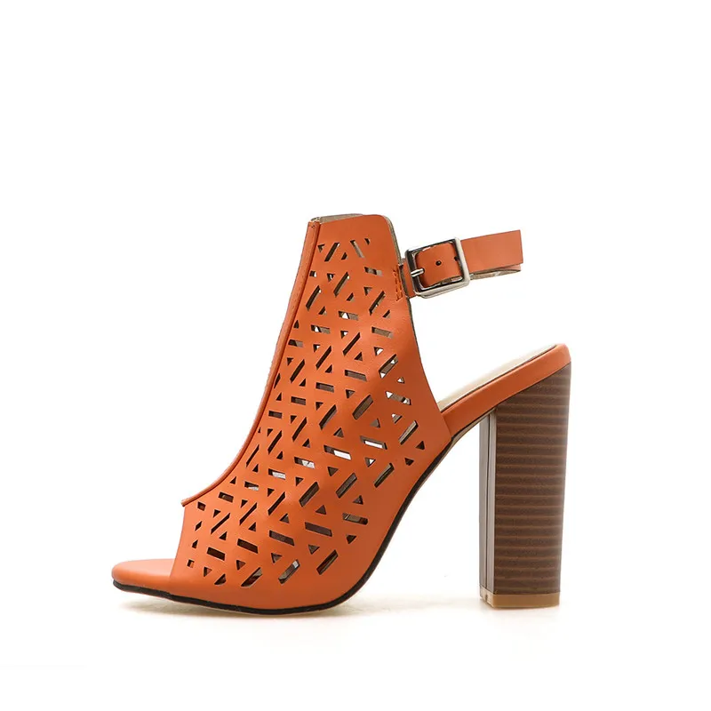 Spring Autumn Women Sandals Gladiator High Heels Strap Pumps Buckle Strap Shoes Fashion Ladies Shoes Black brown