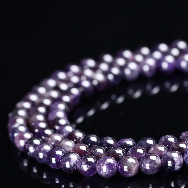 Wholesale 4/6/8/10/12 mm Natural Stone Beads Amethysts Purple Crystal Round Loose Beads For Jewelry Making