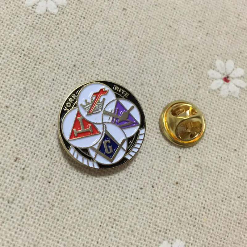 Knights Templar YORK RITE Round Freemason Lapel Pin Badges Masonic Masonry Metal Crafts Enamel Brooches and Pins