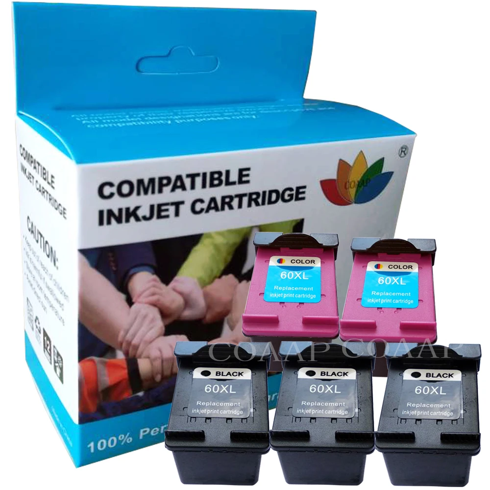 Cartouches d'encre rechargeables pour imprimante HP, 60 XL, pour Deskjet F2480, F2420, F4480, F4580, F4280, D2660, D2530, D2560, PhotoSmart C4680, C4640, compatibles