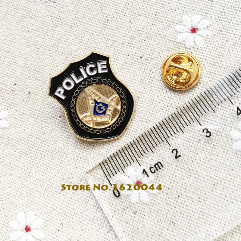 1pcs Free Masons Pins Metal Crafts Masonic Lapel Pin Soft Enamel Brooches Badge for Police Square and Compass with G