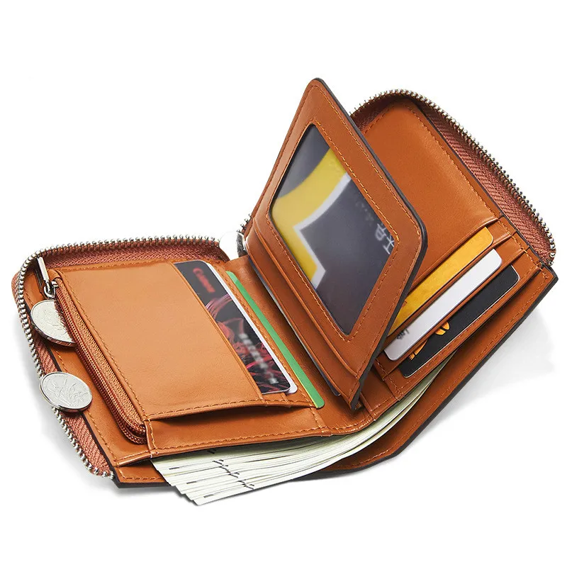 

High Quality Fashion Classic Style Men Wallet RFID Antimagnetic New Short Head Leather Purses