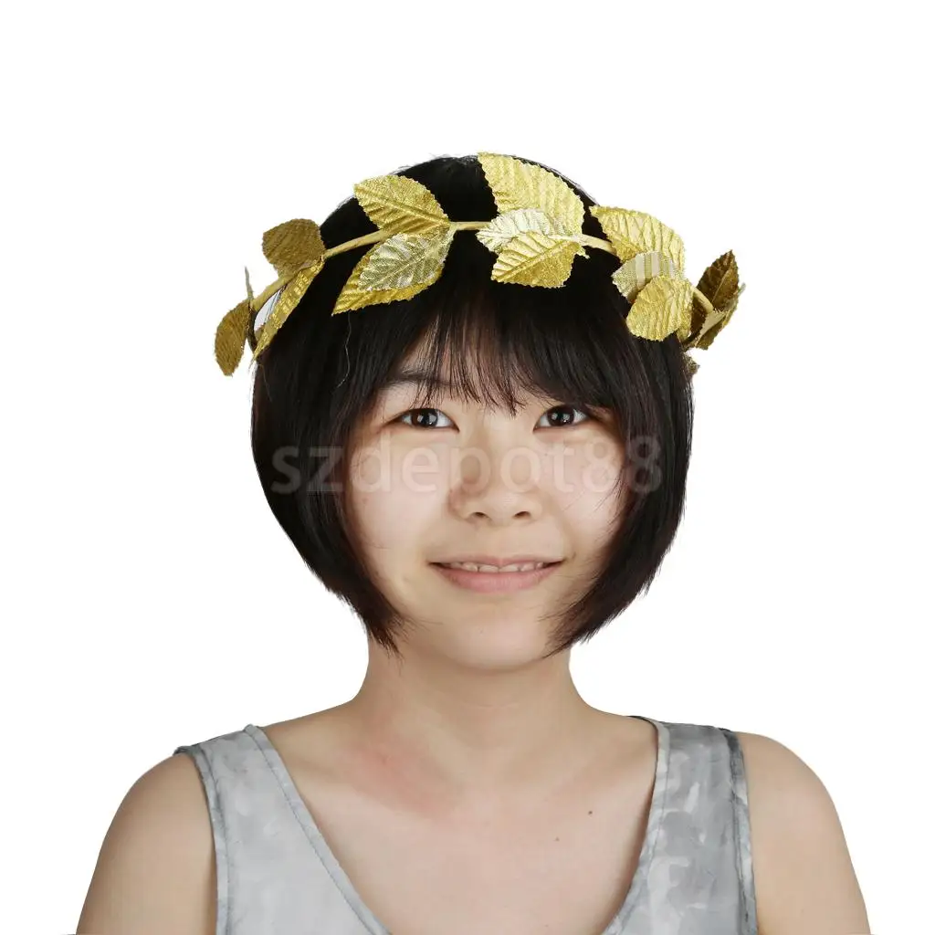 6pcs Gold Leaves Laurel Wreath Garden Headband Head Piece Tiara Fancy Dress