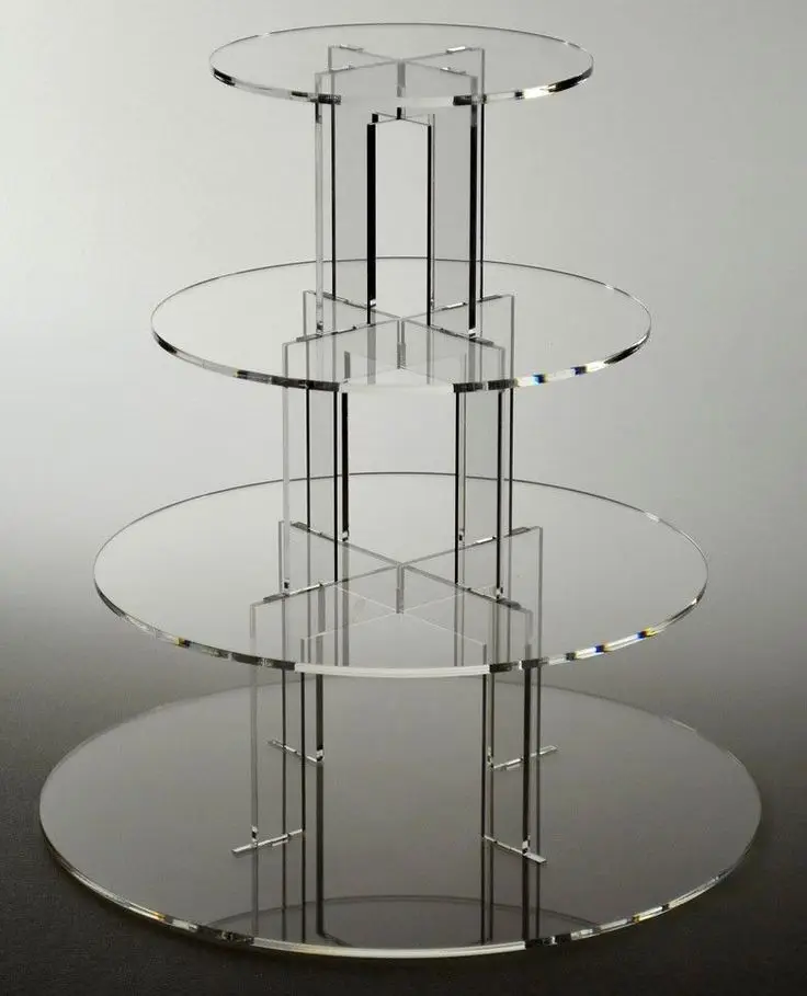 

4 TIER CAKE CUPCAKE STAND Exquisite clear acrylic cake tower/Details about Masonite MDF decoration