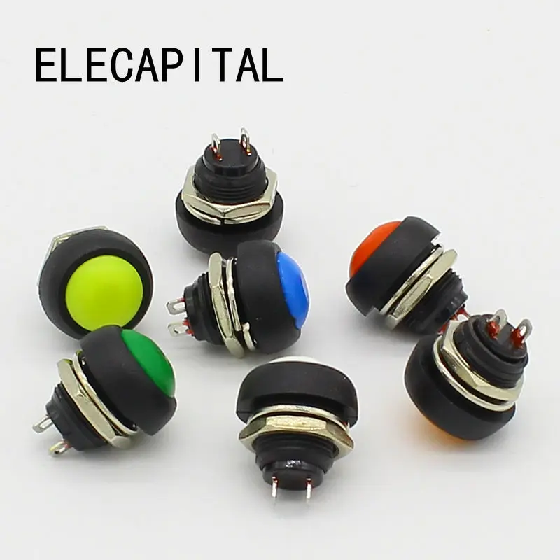 7PCS 12mm Waterproof Momentary Push button Switch OFF-(ON) Self Return