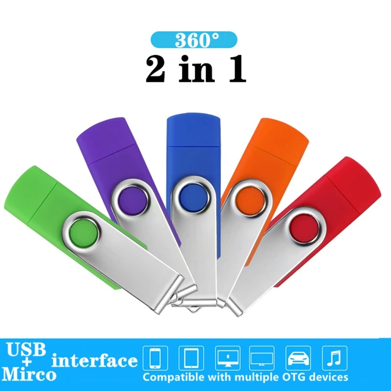 360° Rotate OTG USB Flash drive cle 64G USB 2.0 Smart Phone pen drive 4g 8g 16g 32g 128g micro usb memory storage devices U disk