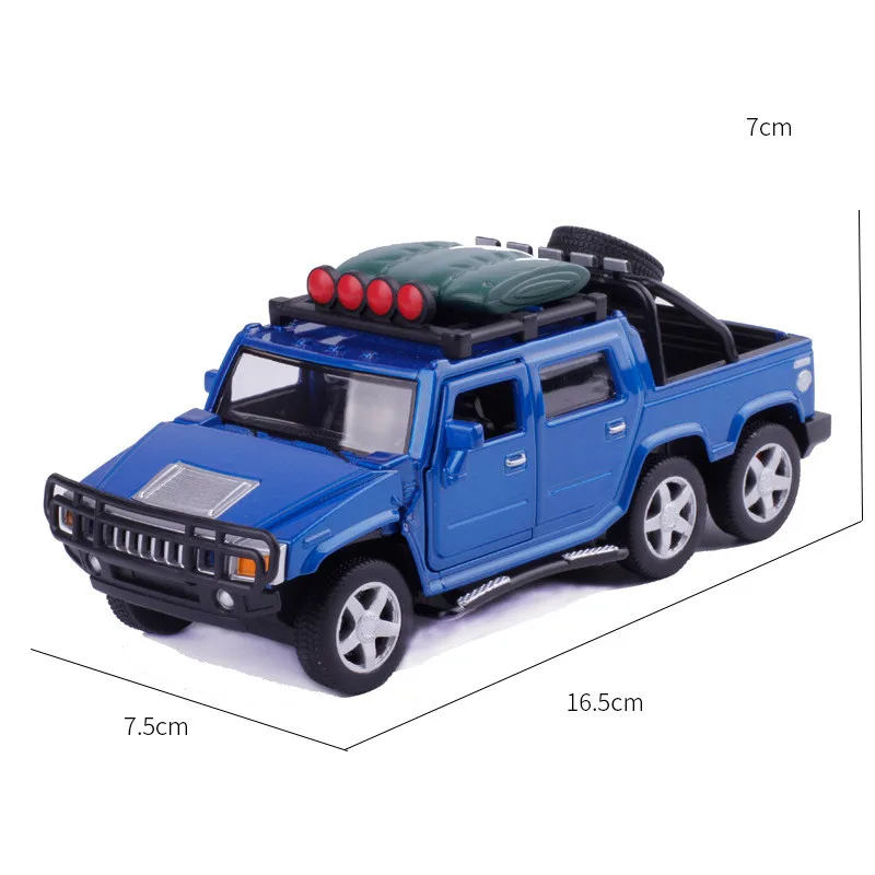 1:32รถรุ่นอัลลอย,จำลองสูง6-wheel Hummerรุ่นของเล่นยานพาหนะโลหะd iecasts,ดึงกลับและกระพริบและดนตรี,จัดส่งฟรี