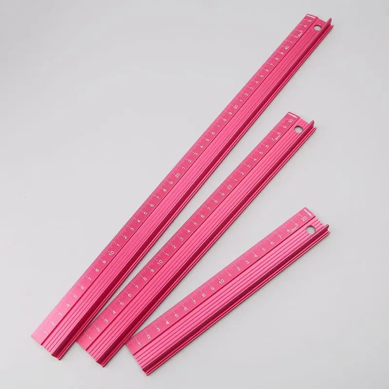 Professional Aluminum Alloy Straight Ruler Protective Scale Measuring Engineers Drawing Tool 3 Sizes Blue/Red