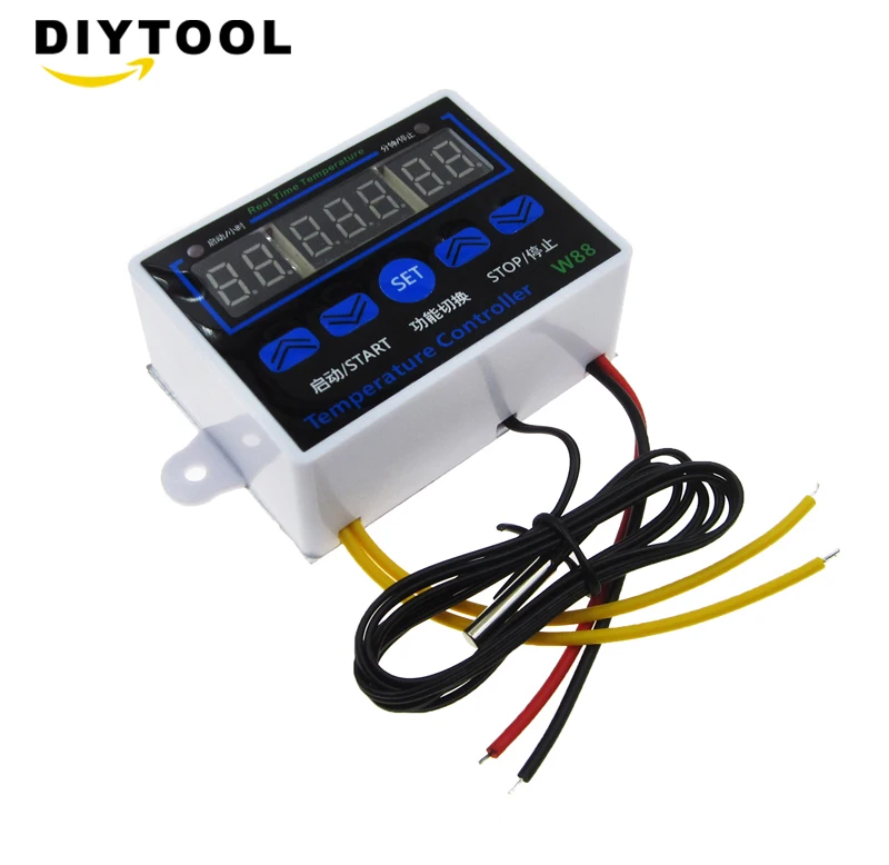 W88 12V/24V/220V Temperature Controller Digital LED Temperature Controller Thermometer Thermo Controller Switch Probe