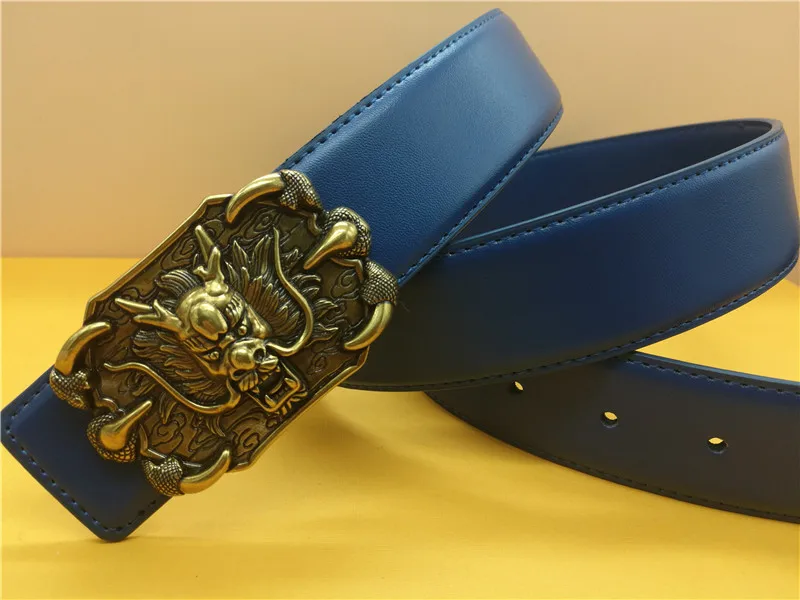 Men's Dragon Belt Smooth buckle leather band punk style vintage faucet with cool jeans belt