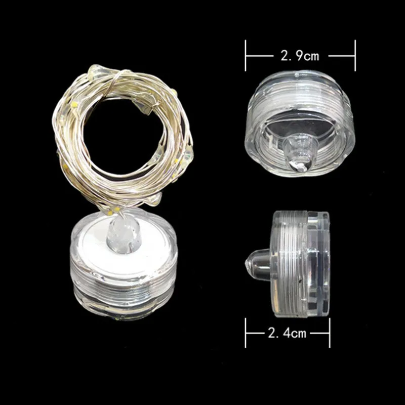 10pcs Diving LED Light String Button Battery Box Copper Wire Lamp Rain Proof Water Christmas Prop Birthday Wedding Decoration