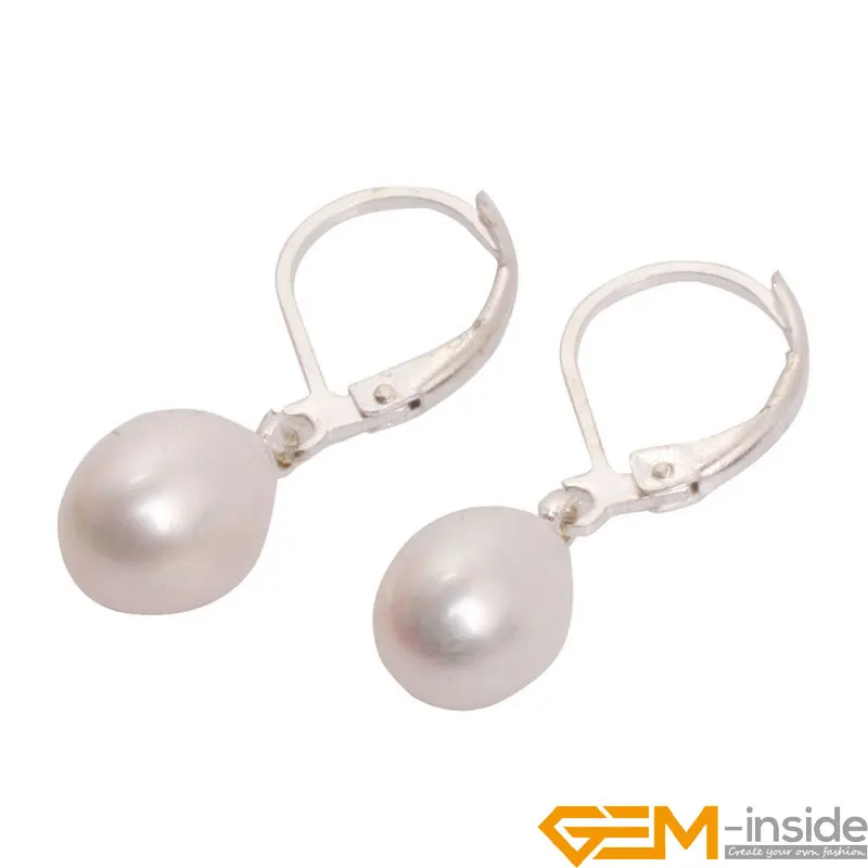 7-8mm Teardrop Freshwater Pearl Dangle Fashion  Jewelry Christmas Party Gifts Stud Earrings White Pink Purple Black