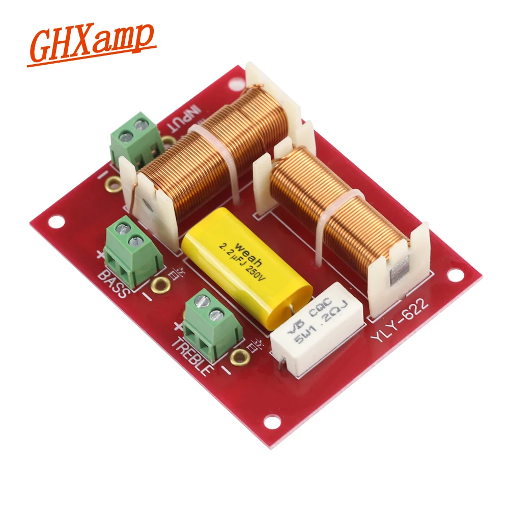 GHXAMP 200W Speaker Divider 2 Way Crossover 5000HZ Tweeter and Bass Two-way Crossover Auido Board 2PCS