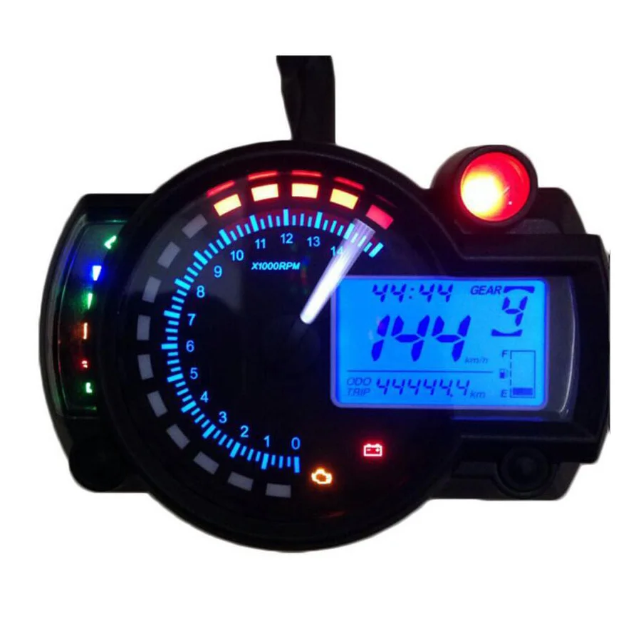 15000 U/min moderner KOSO RX2N ähnlicher LCD-Digital-Motorrad-Kilometerzähler, Tachometer, einstellbar, max. 299 km/h
