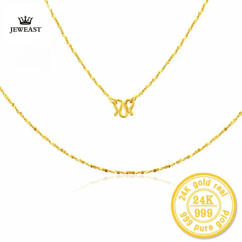 ZZZ 24k Pure Gold Star Necklaces Romantic and Beautiful Smooth Line Design Classic &Fashion Exquisite Polishing Proces 999Solid