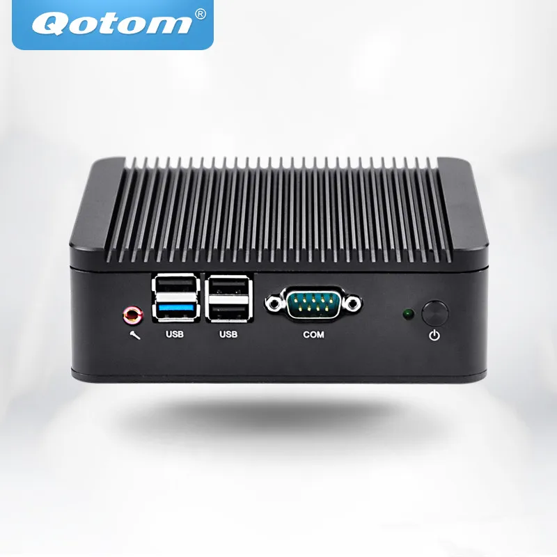 Qotom-Mini Pc sin ventilador OEM/ODM, Q192P/Q190P, con Celeron N2920/J1900 a bordo, 1080P, 4 puertos serie, doble Lan, reproductor Multimedia