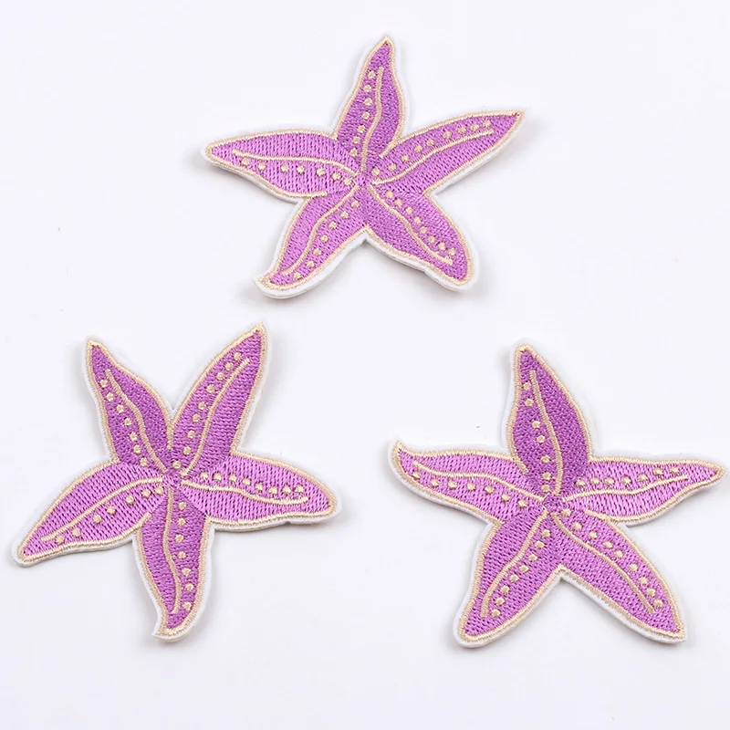 10pcs/lot Iron On Sea Star Patches Embroidered Sew On Starfish Stickers for Clothing Jean Coat Shirt Bag Shirt Repair Appliques