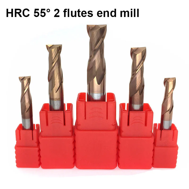 

HRC55 Degree Tungsten Steel Milling Cutter TiSiN Coated 2 Flutes CNC Carbide Bit Endmilll for Alloy Steel Stainless Steel Copper