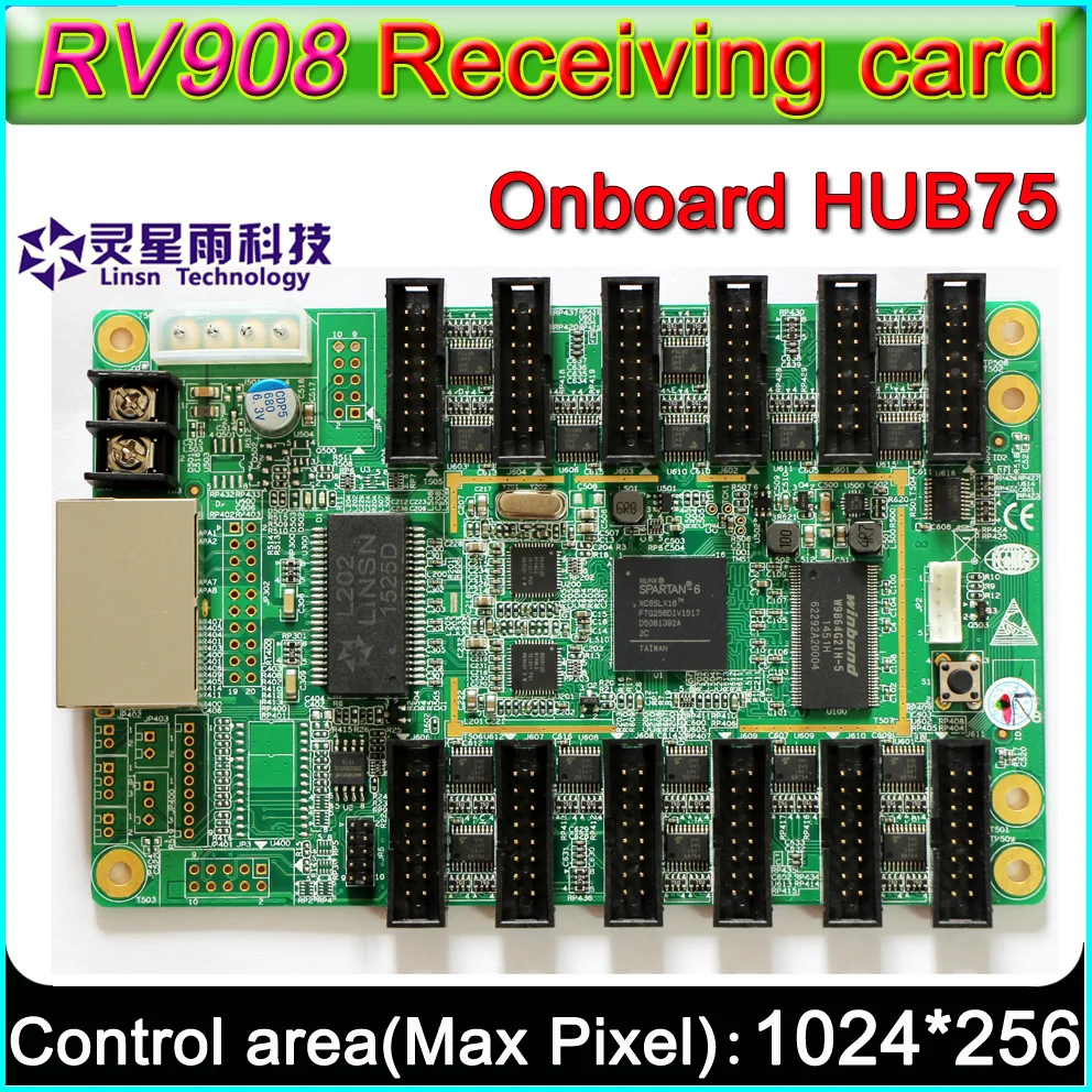 

P5 P6 P10 Full color LED display controller, LINSN RV908 Receiving Card,Gigabit Network Card Solution(Without sending card)