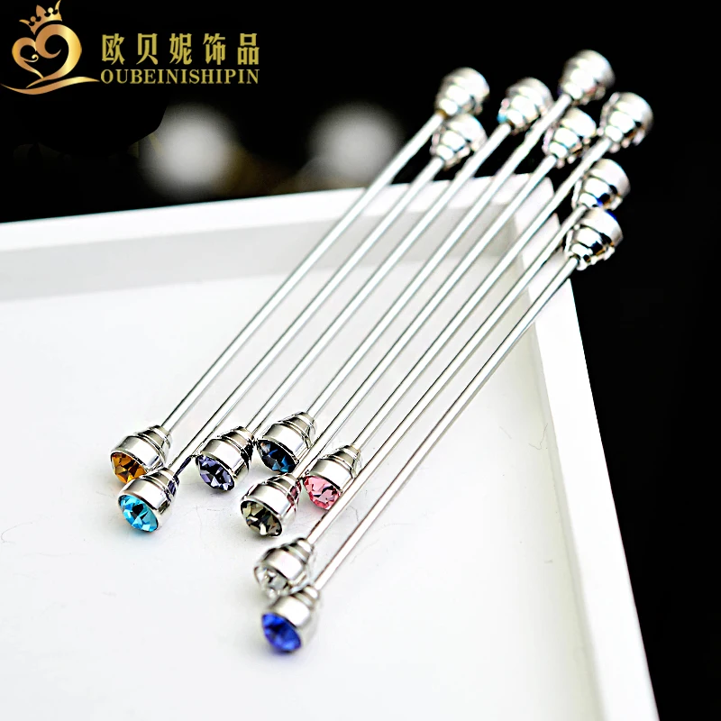 OBN Wholesale 8Pcs Silver Rhinestone Men Shirt Collar Pin Bar Brooch Tie Stick Lapen Pin Shirt with Collar Bars Jewelry