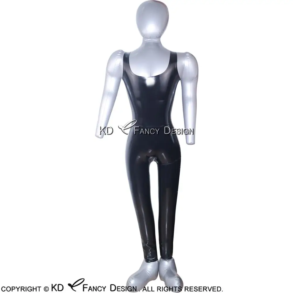 Black Sleeveless Sexy Latex Catsuit With Back Zip Round Collar Rubber Bodysuit Overall Zentai Body Suit Plus Size LTY-0020