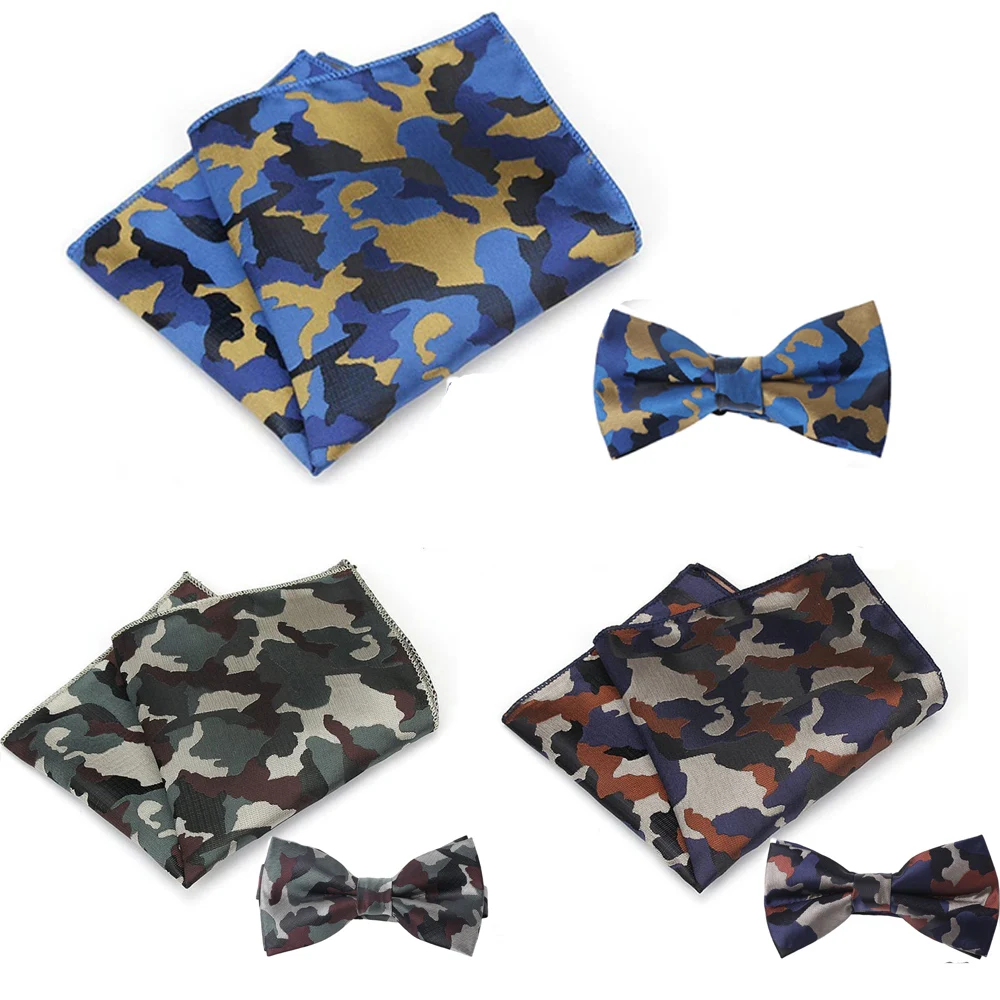 

Men Camouflage Bow Tie Handkerchief Wedding Party Pocket Square Matching Set BWTQN0093