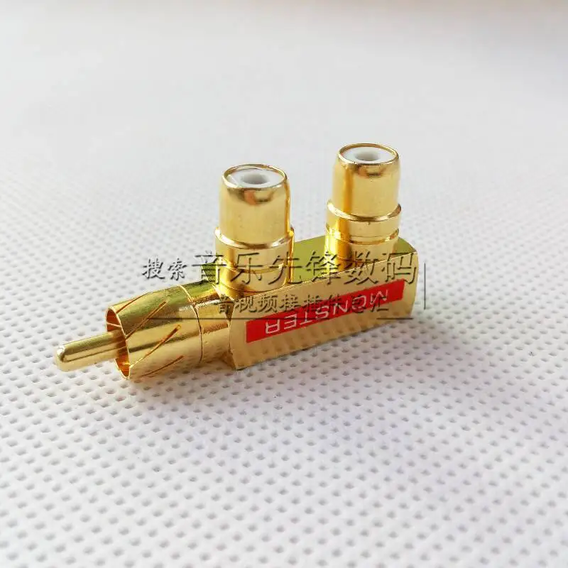 3pcs F-shaped gold-plated copper a revolution two female RCA RCA gun-shaped one centimeter two female head conversion