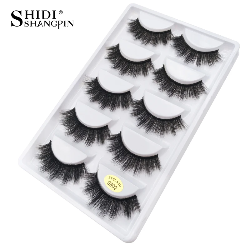SHIDISHANGPIN 5 Paar Natürliche 3D Nerz-Wimpern, Künstliche Nerz-Wimpern, Falsche Wimpern, Volle Streifenwimpern, Cilios Faux Cils – Detail 4
