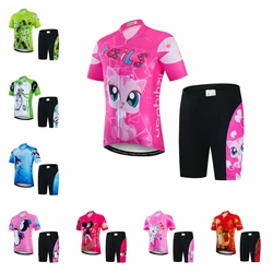 2021 Cycling Jersey set kids Bike jersey Shorts set Children MTB mountain road Tops Girls Boy Bicycle Jersey suit Clothing pink