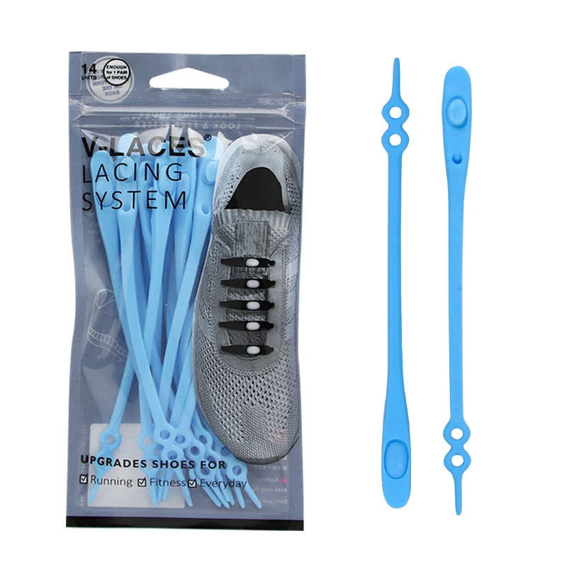 V-tie 14pcs/pack Waterproof silicone shoelace safty shoes accessories round elastic shoelaces no tie sport shoelaces