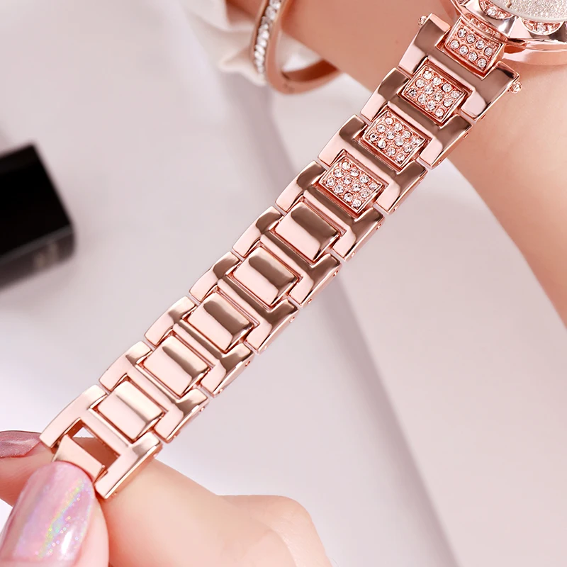 Gedi 반짝이 석영 레이디의 시계 우아한 로즈 골드 여성 손목 시계 브랜드 럭셔리 relogio feminino reloj mujer 여성 시계 새로운