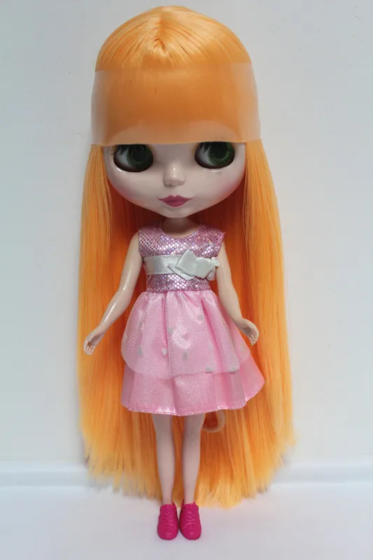 Blyth doll Nude doll 30cm ordinary body pumpkin orange Liuhai straight hair doll dolls for makeup can replace the body