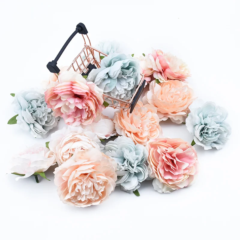 5pcs Silk Peony Scrapbooking Wedding Bridal Accessories Clearance Diy Christmas Decorations for Home Artificial Flowers Wall