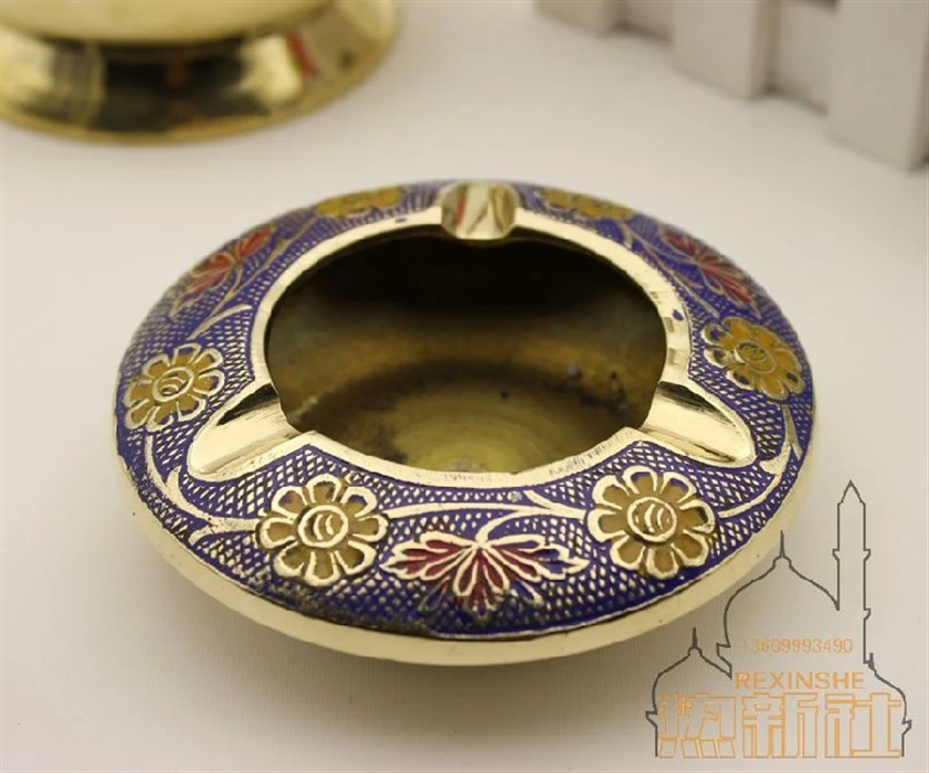 

India imported bronze hand painted floral ashtray Home Furnishing essential art decoration creative gifts