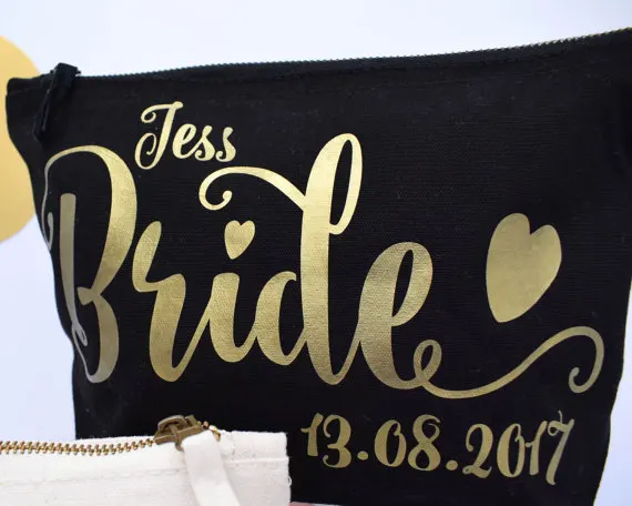 Personalize names maid of honor makeup pouches bridesmaid wedding Gift Make Up Cosmetic Bags Unique Gift for Bridal Party gifts