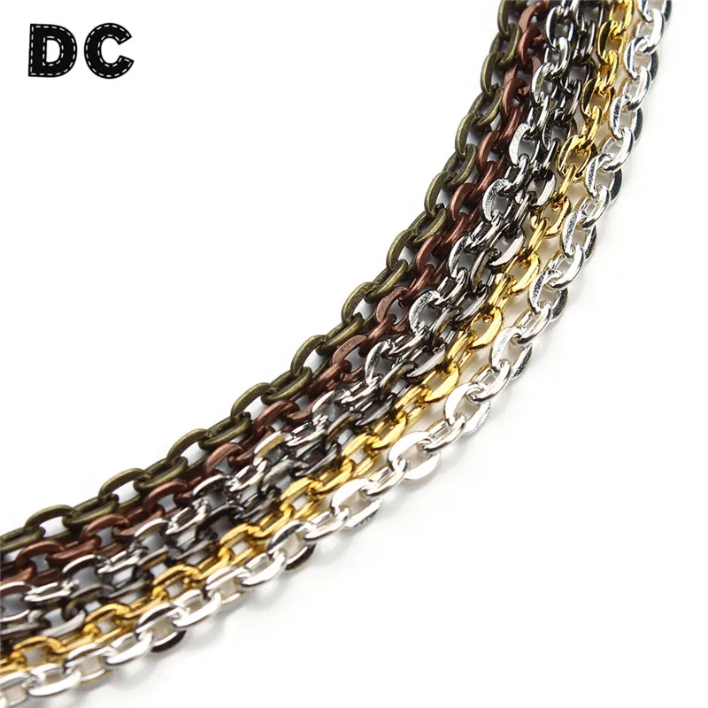 10m/lot 2X3mm/3x4mm Silver/Gold Color Necklaces Chains Brass Bulk Jewelry Link Chain For DIY Necklace Bracelet Making Findings