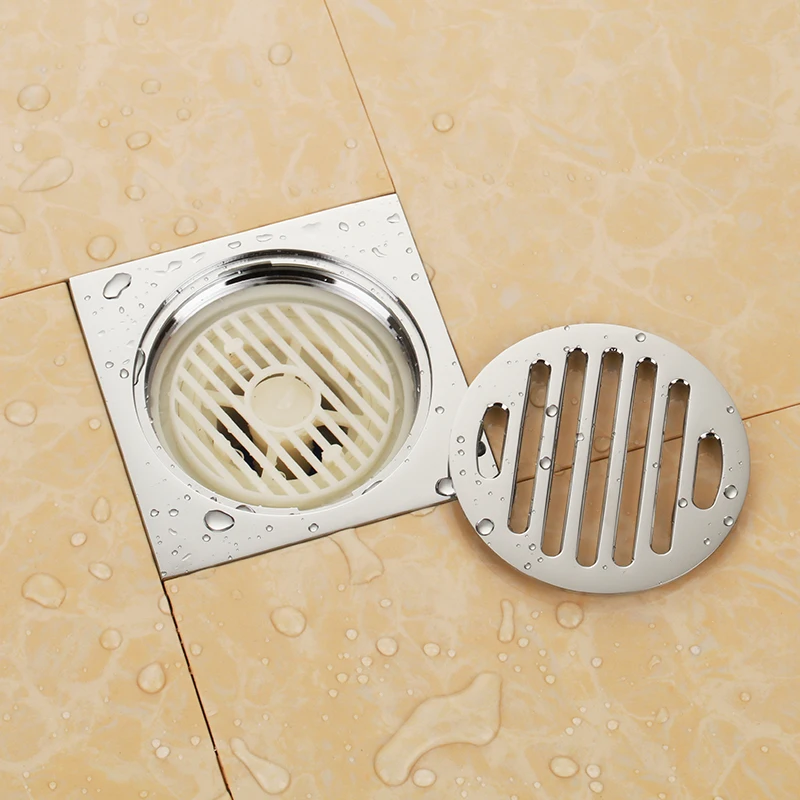 New chrome solid brass 100 x 100mm square anti-odor floor drain bathroom shower drain-M8430