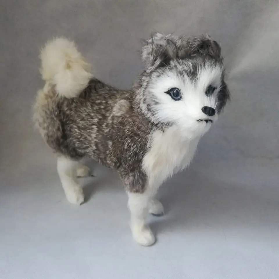 real life toy gray husky model plastic&furs husky about 23x20cm ,toy gift w0088