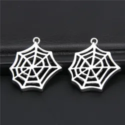 30pcs  Silver Color Spider Web Charm Halloween Gift For Diy Jewelry Making A2941