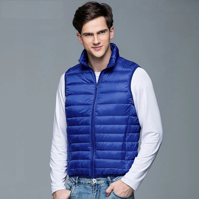 0-10℃ 2024 New Men's Winter Gilet Coat Duck Down Puffer Vest Portable Ultra Light Sleeveless Jackets Portable Waistcoat for Men