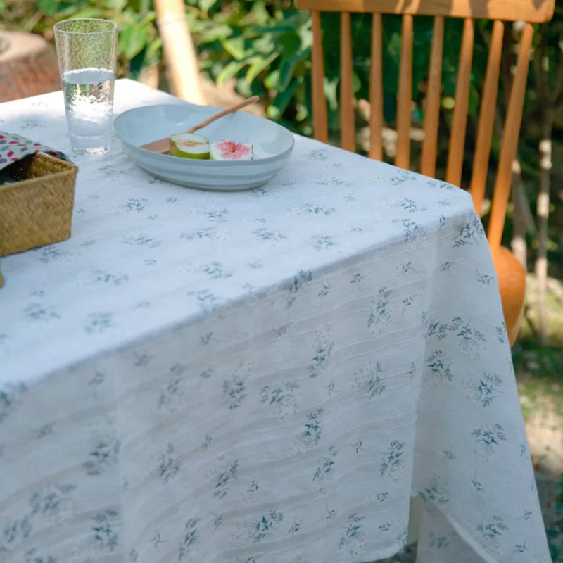 Flora Tablecloth Garden Party Table Cover Fabric Country Style Cotton Lace Mesa Coffee Store Room Home Decorations