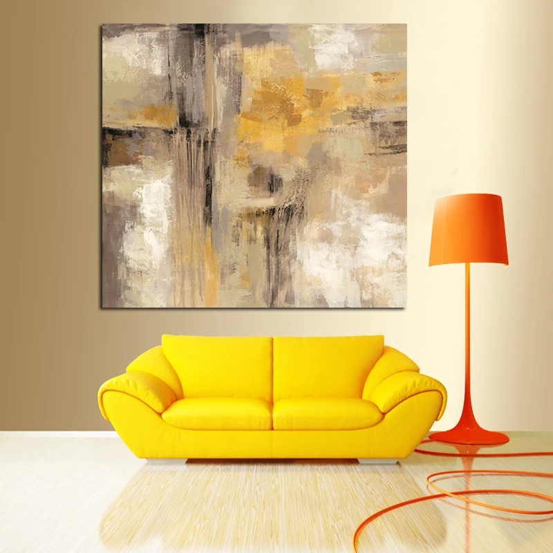 120x120cm Yellow Abstract Oil painting on Canvas Scandinavian Art Poster and Print Wall Picture for Living Room Sofa Home Decor