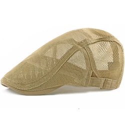 Boina plana ajustable para hombre y mujer, gorro de malla transpirable, liso, HT2215, primavera y verano