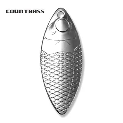 Countbass 50PCS Size 3.5 & Size 4 Nickel Steel Wiilowleaf Spinner Blades Fish Pattern with Eye Cavity,Diy SpinnerBaits,Spoon